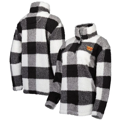 G-iii 4her By Carl Banks Black Washington Commanders Sherpa Plaid Quarter-zip Jacket