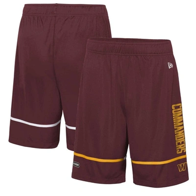 New Era Burgundy Washington Commanders Combine Authentic Rusher Training Shorts