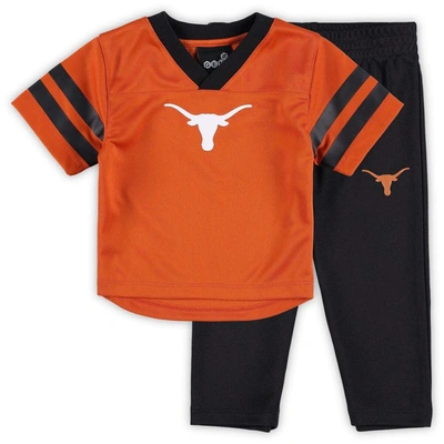Outerstuff Babies' Infant Texas Orange/black Texas Longhorns Red Zone Jersey & Pants Set In Burnt Orange