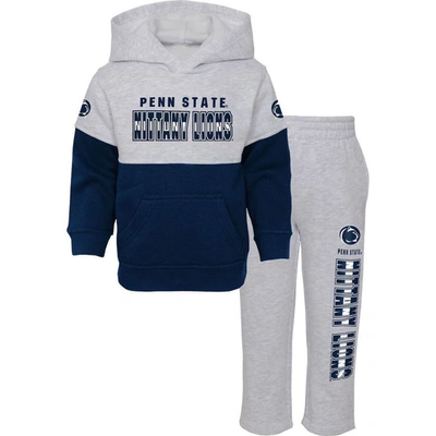 Outerstuff Babies' Infant Heather Gray/navy Penn State Nittany Lions Playmaker Pullover Hoodie & Pants Set