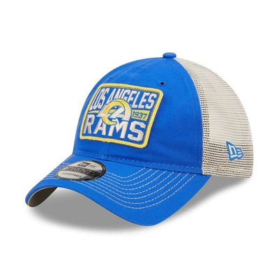 New Era Men's  Royal, Natural Los Angeles Rams Devoted Trucker 9twenty Snapback Hat In Royal,natural