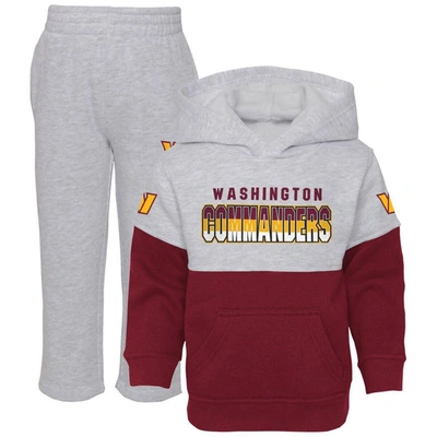 Outerstuff Kids' Toddler Heather Gray/burgundy Washington Commanders Playmaker Hoodie And Pants Set
