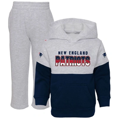 Outerstuff Kids' Toddler Heather Gray/navy New England Patriots Playmaker Hoodie And Pants Set