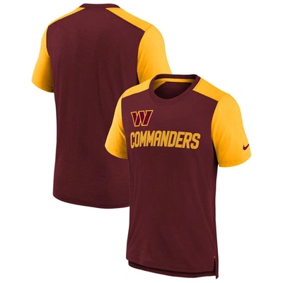 Nike Kids' Big Boys  Heathered Burgundy, Heathered Gold Washington Commanders Colorblock Team Name T-shirt In Burgundy,heathered Gold