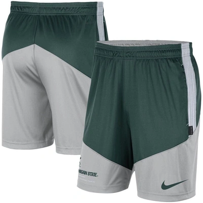 Nike Men's  Green, Gray Michigan State Spartans Team Performance Knit Shorts In Green,gray