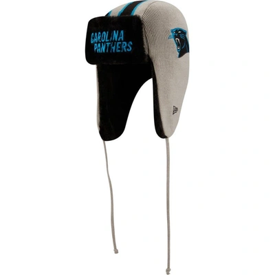 New Era Silver Carolina Panthers Helmet Head Trapper Knit Hat