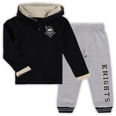 Colosseum Kids' Toddler  Black/heathered Gray Ucf Knights Poppies Pullover Hoodie And Sweatpants Set