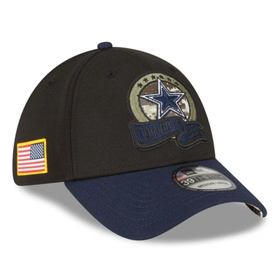 New Era Black/navy Dallas Cowboys 2022 Salute To Service 39thirty Flex Hat
