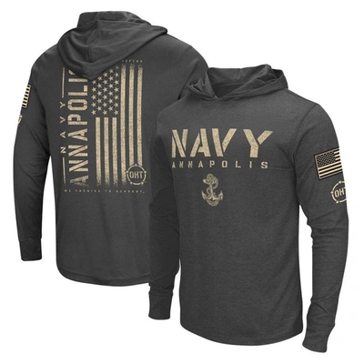 Colosseum Charcoal Navy Midshipmen Team Oht Military Appreciation Hoodie Long Sleeve T-shirt