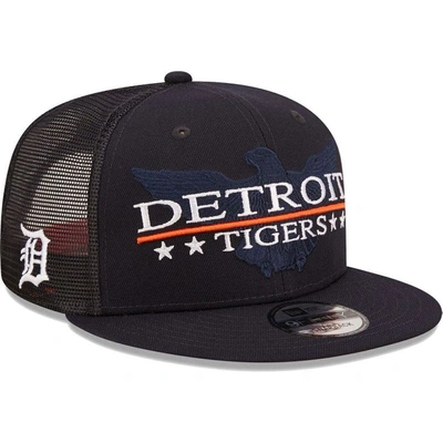 New Era Men's  Navy, Black Detroit Tigers Patriot Trucker 9fifty Snapback Hat In Navy,black