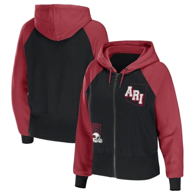 Wear By Erin Andrews Black Arizona Cardinals Colorblock Full-zip Hoodie