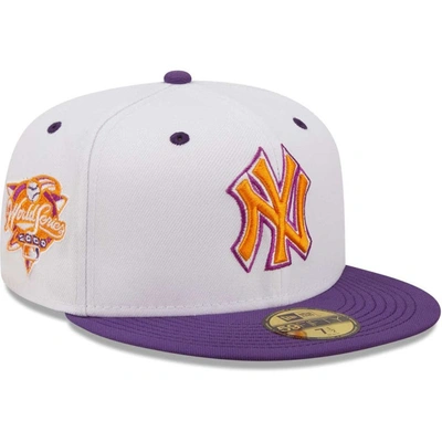 New Era Men's  White, Purple New York Yankees 2000 World Series Grape Lolli 59fifty Fitted Hat In White,purple