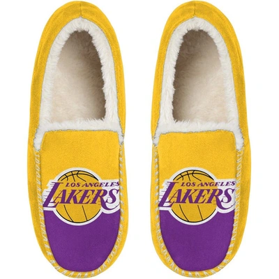 Foco Los Angeles Lakers Colorblock Moccasin Slippers In Yellow