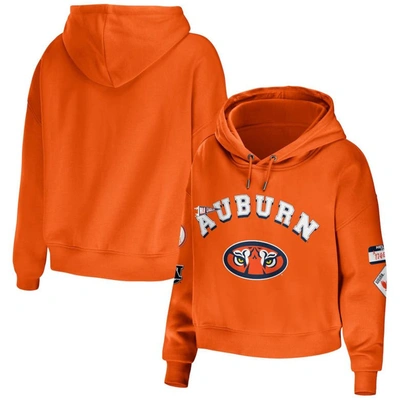Wear By Erin Andrews Orange Auburn Tigers Mixed Media Cropped Pullover Hoodie