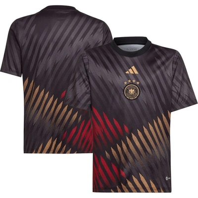 Adidas Originals Kids' Youth Adidas Black Germany National Team 2022/23 Away Pre-match Top In Black/grey Six/team Victory Red/st Tan