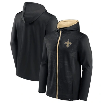 Fanatics Branded Black/gold New Orleans Saints Ball Carrier Full-zip Hoodie In Black,gold