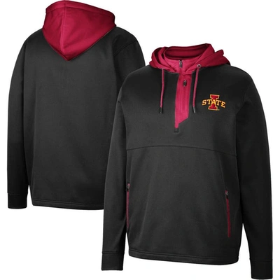 Colosseum Black Iowa State Cyclones Luge 3.0 Quarter-zip Hoodie