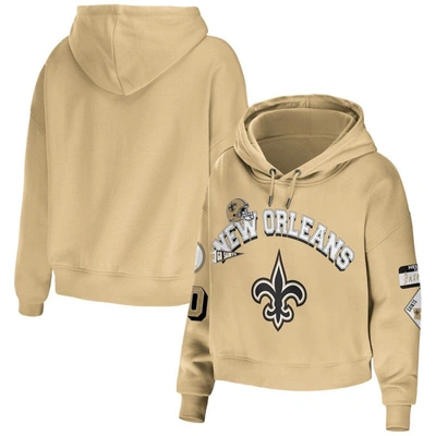 Wear By Erin Andrews Gold New Orleans Saints Plus Size Modest Cropped Pullover Hoodie