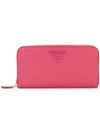 Prada Logo-plaque Zipped Wallet In Pink