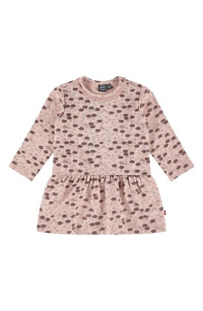 Babyface Babies' Floral Print Stretch Cotton Dress In Faded Salmon