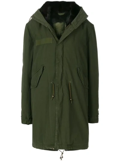 Mr & Mrs Italy Fur Lined Midi Parka In Green