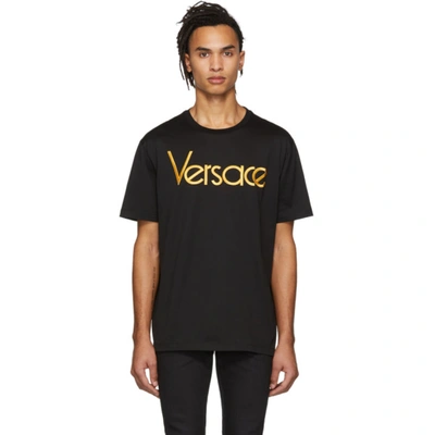Versace Vintage Logo Cotton T-shirt In Black