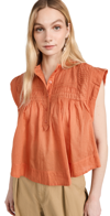 Isabel Marant Étoile Leaza Pleated High-neck Blouse In Papaya