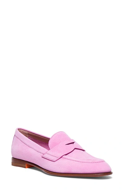 Santoni Famed Suede Penny Loafers In Pink