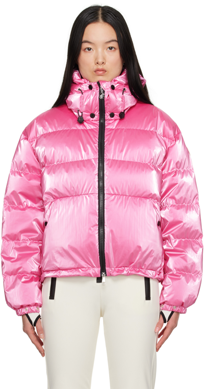 Moncler Moselotte Metallic Puffer Jacket In Pink