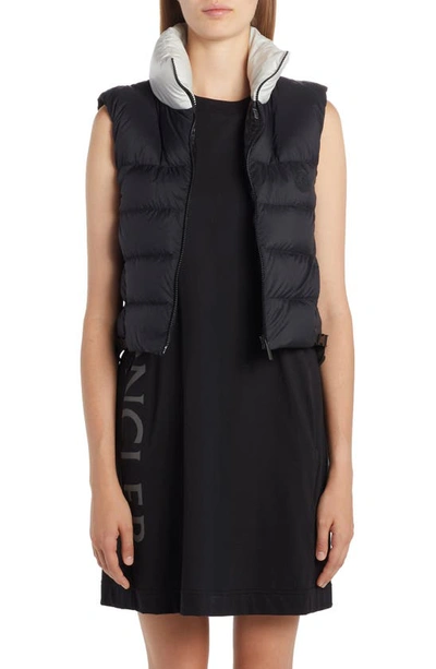 Moncler Black Pavin Down Filled Gilet With High Collar In Nero