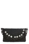 Btb Los Angeles Sera Fringe Crystal Clutch Bag In Black