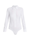 Commando Button-front Oxford Bodysuit In White