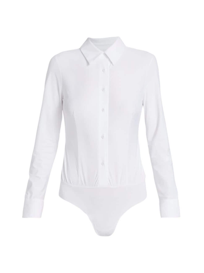Commando Button-front Oxford Bodysuit In White