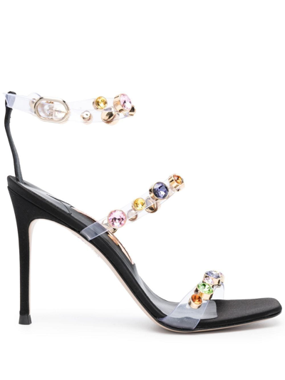 Sophia Webster Rosalind Mix Gem Vinyl Stiletto Sandals In Black