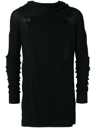 Rick Owens Long Knitted Hoodie In Black