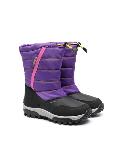 Geox Kids' Girl's Himalaya High Top Boots In Purple Black