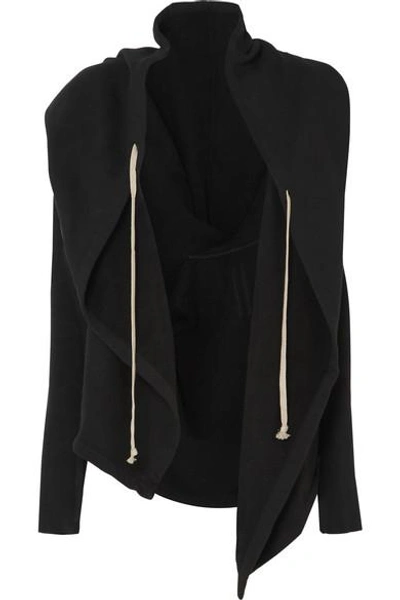 Rick Owens Hooded Draped Cotton-jersey Jacket In Black