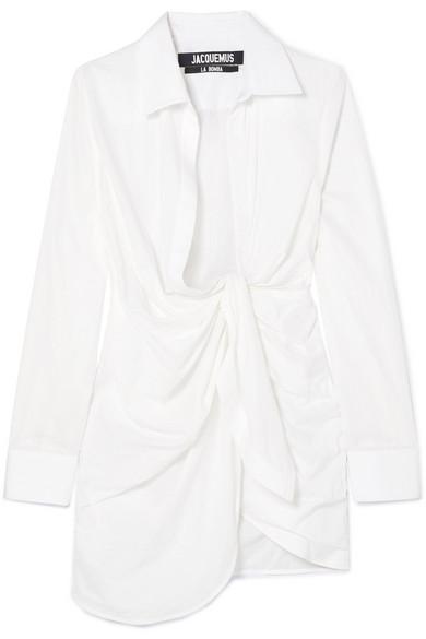 jacquemus bahia knotted cotton mini dress