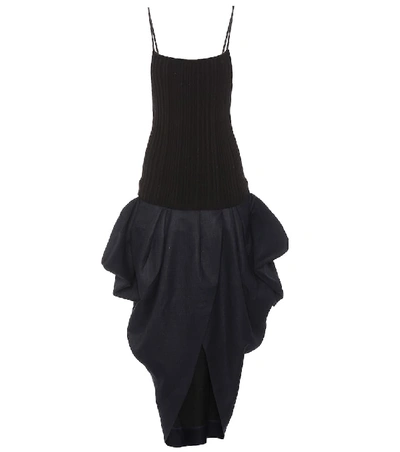 Jacquemus La Robe Ilha Contrast Pleated Dress In Black