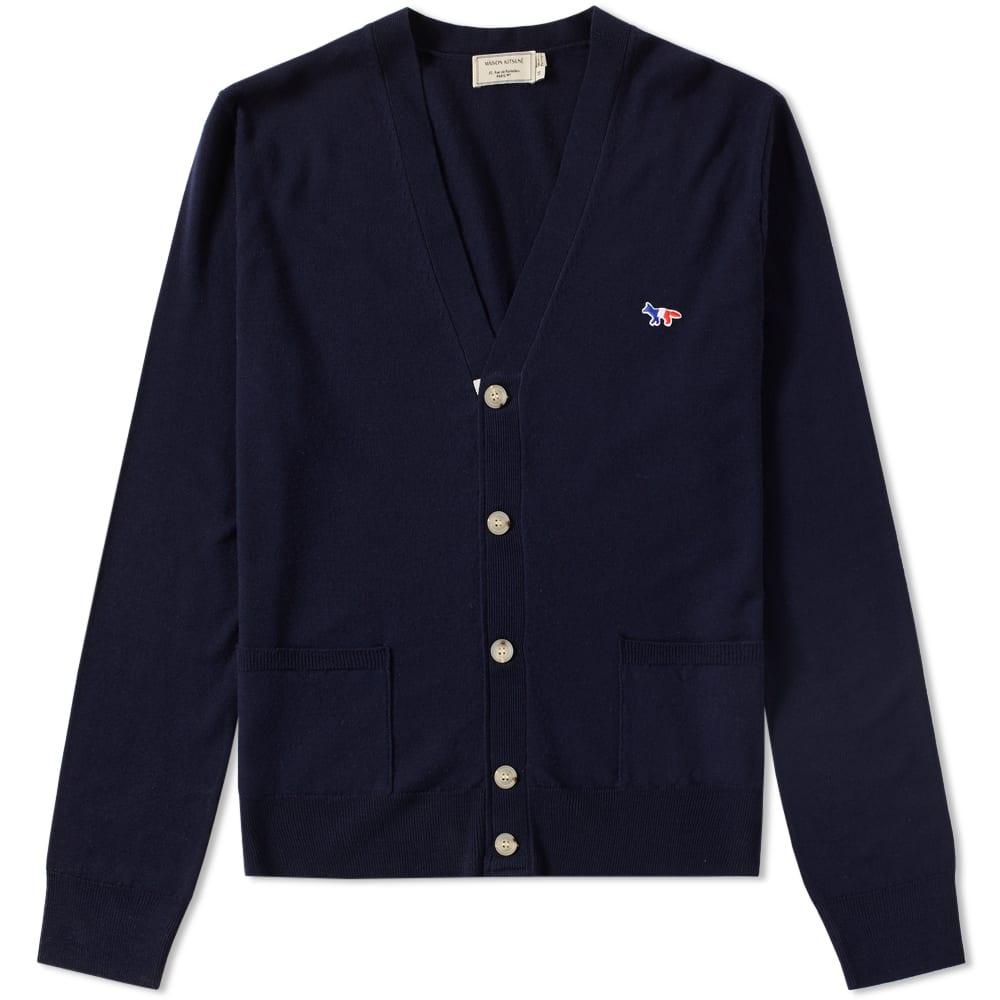 Maison Kitsuné Virgin Wool Classic Cardigan In Blue | ModeSens