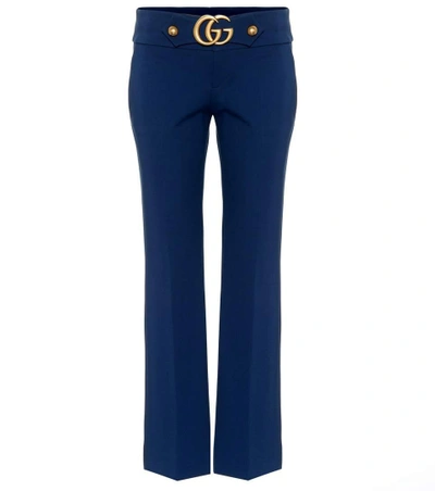 Gucci Double G Stretch Jersey Trousers In Blue
