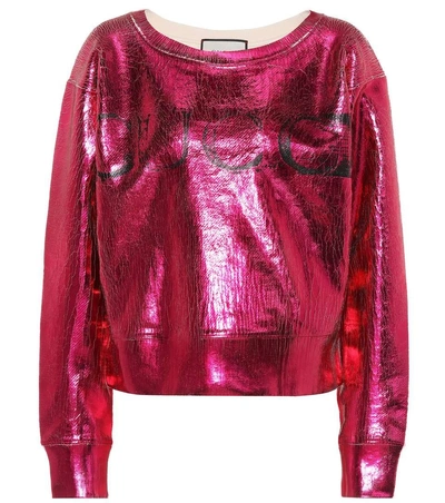 Gucci Metallic Cotton Sweatshirt In Pink