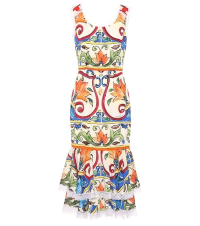 Dolce & Gabbana Printed Silk-blend Midi Dress In Multicoloured