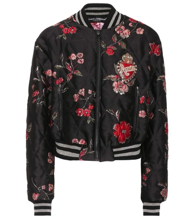 Dolce & Gabbana Embellished Bomber Jacket In Black