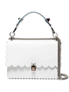 Fendi Kan I Scallop Leather Shoulder Bag - White