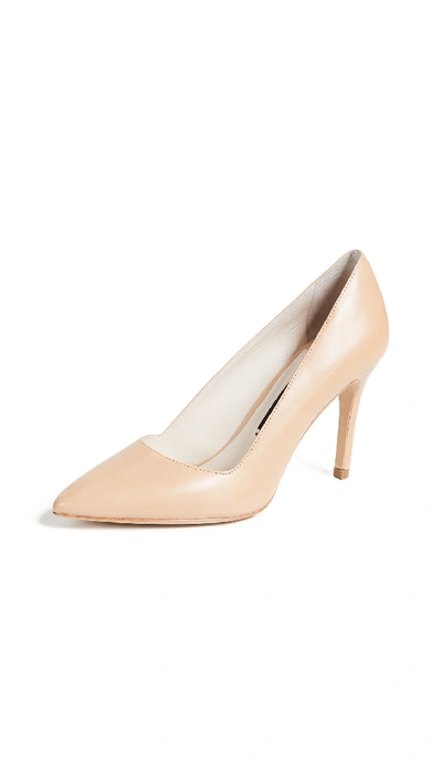 Alice And Olivia Dina 95 Whipstitch Pointy Toe Pump In Natural