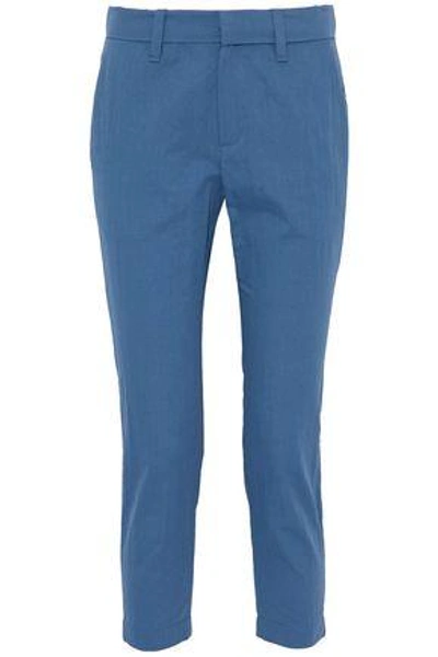 Brunello Cucinelli Woman Cropped Cotton-blend Twill Tapered Pants Cobalt Blue