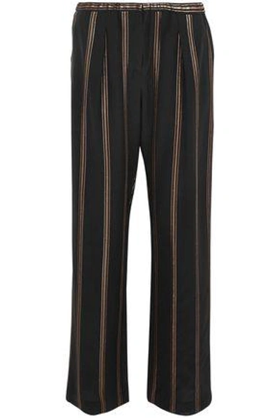Brunello Cucinelli Woman Silk-crepe Wide-leg Pants Black