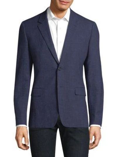 Theory Chambers Tailored Gingham Slim Fit Suit Separate Sport Coat In Blue