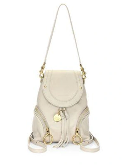 See By Chloé See By Chloe Olga Small Leather Backpack In Cement Beige/gold